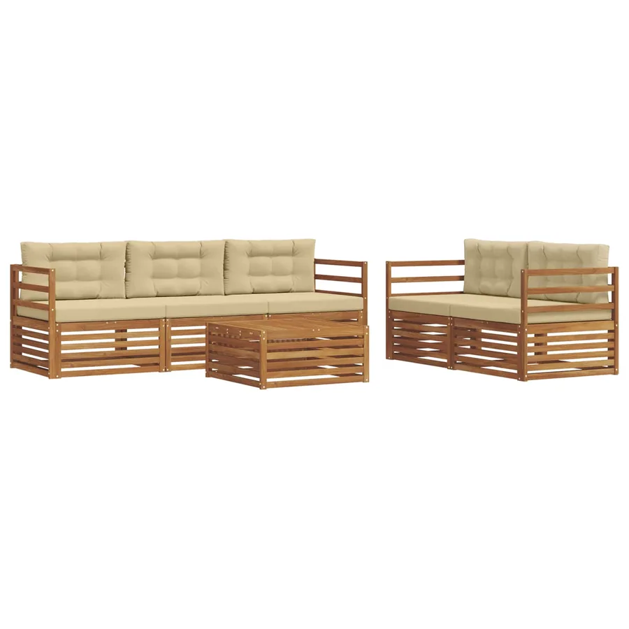 Ensemble de canapés d'extérieur 6 pcs Naturel et Beige - 2