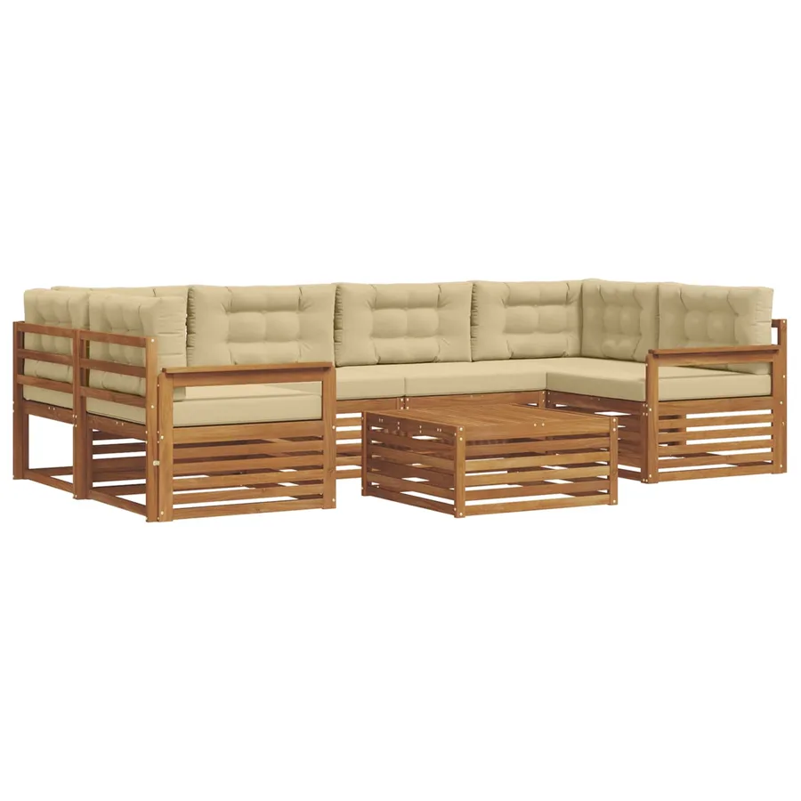 Ensemble de canapés d'extérieur 7 pcs Naturel et Beige - 2