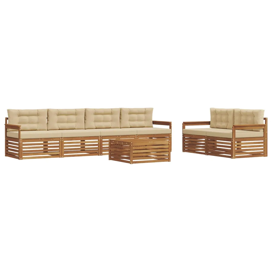 Ensemble de canapés d'extérieur 7 pcs Naturel et Beige - 2