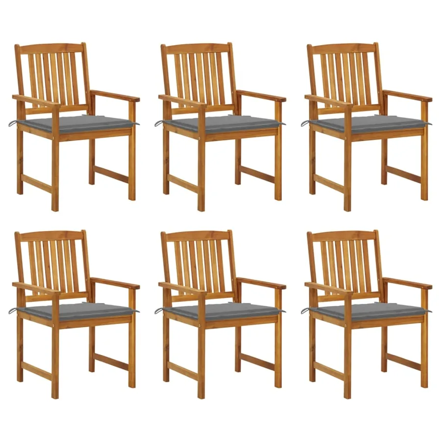 Chaises de jardin avec coussins lot de 6 Bois d'acacia massif