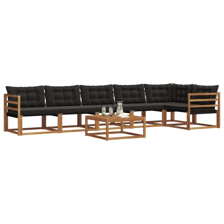 Ensemble de canapés d'extérieur 7 pcs Naturel et Noir - 3