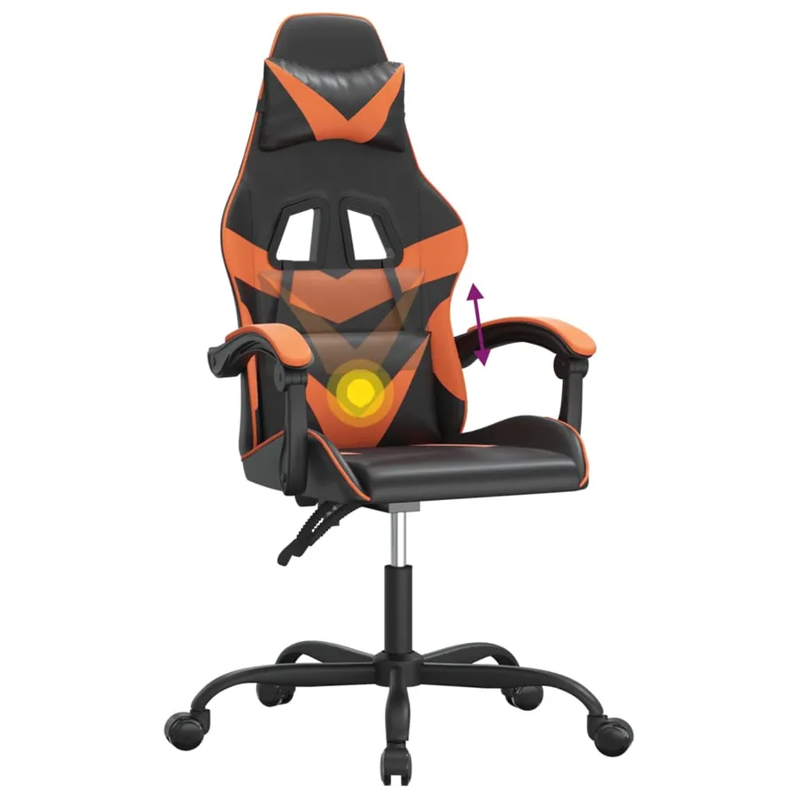 Chaise de jeu pivotante Noir et orange Similicuir - 11