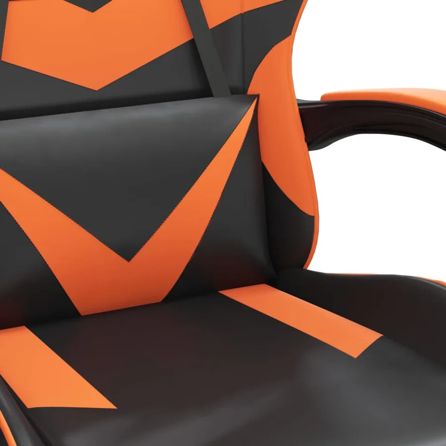 Chaise de jeu pivotante Noir et orange Similicuir - 6