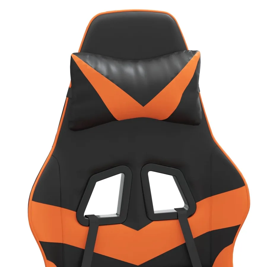 Chaise de jeu pivotante Noir et orange Similicuir - 8