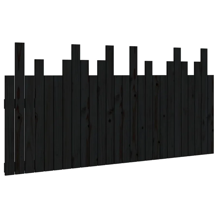 Tête de lit murale Noir 166x3x80 cm Bois massif de pin - 2