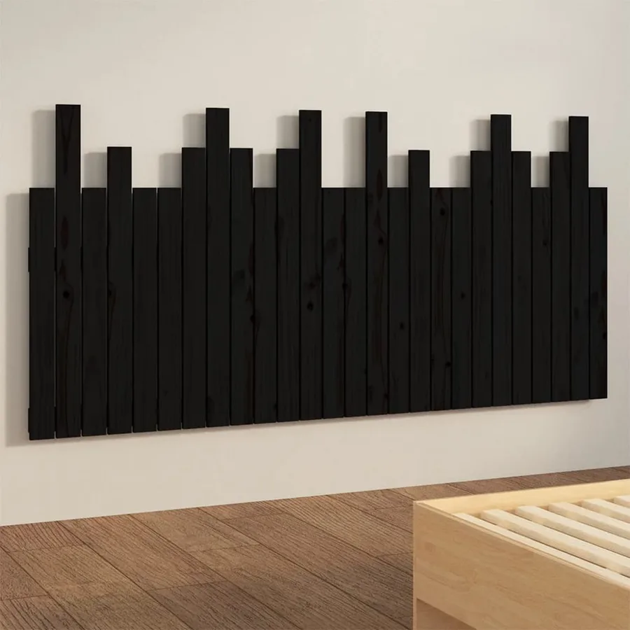Tête de lit murale Noir 166x3x80 cm Bois massif de pin - 4