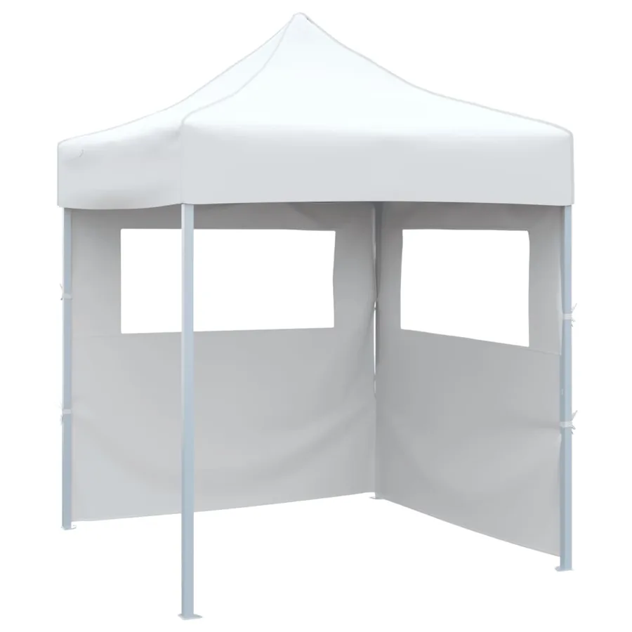 Tente de réception pliable avec 2 parois 2x2 m Acier Blanc