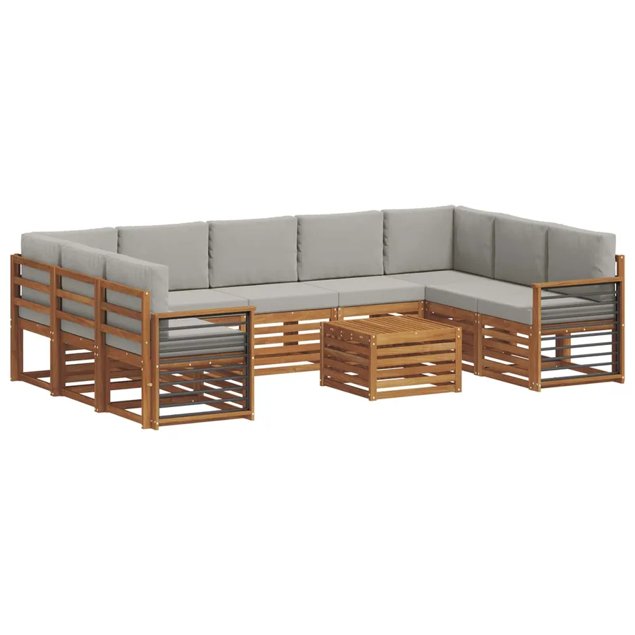 Ensembles de canapés avec coussin 10 pcs Gris Naturel et Clair - 2