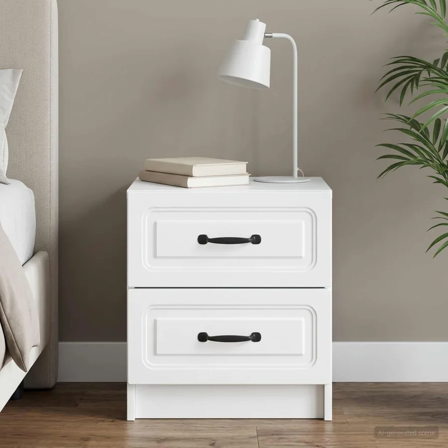 Cabinet de chevet Blanc 43 x 34,5 x 44,5 cm Bois d'ingénierie