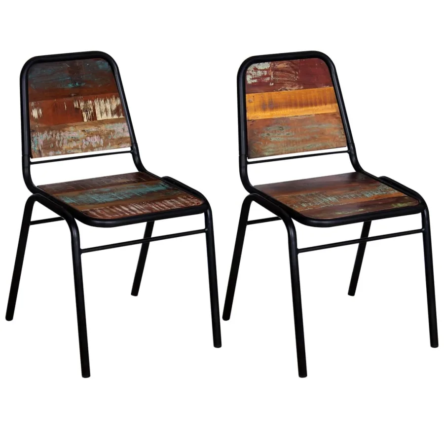 Chaises à manger lot de 2 bois de récupération massif - 3