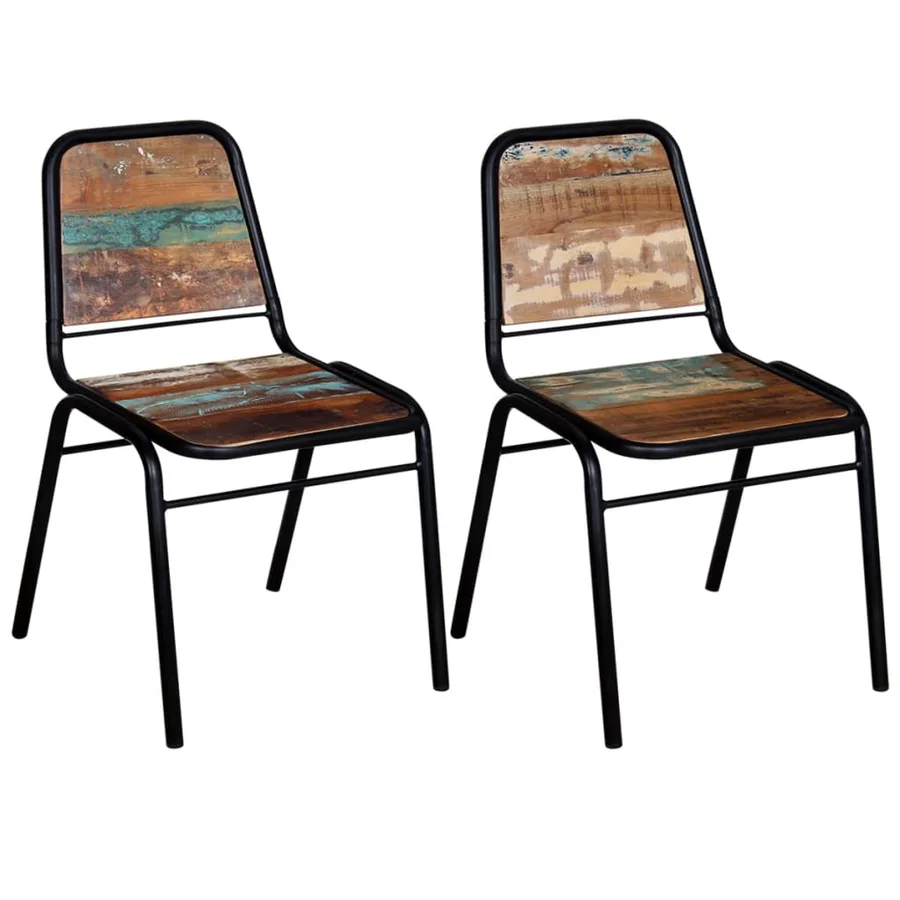 Chaises à manger lot de 2 bois de récupération massif - 5