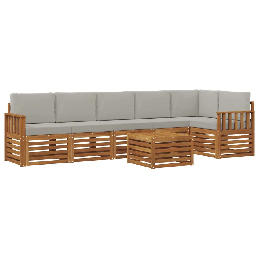 Ensemble de canapé d'angle 7 pcs Gris Naturel et Clair - 2