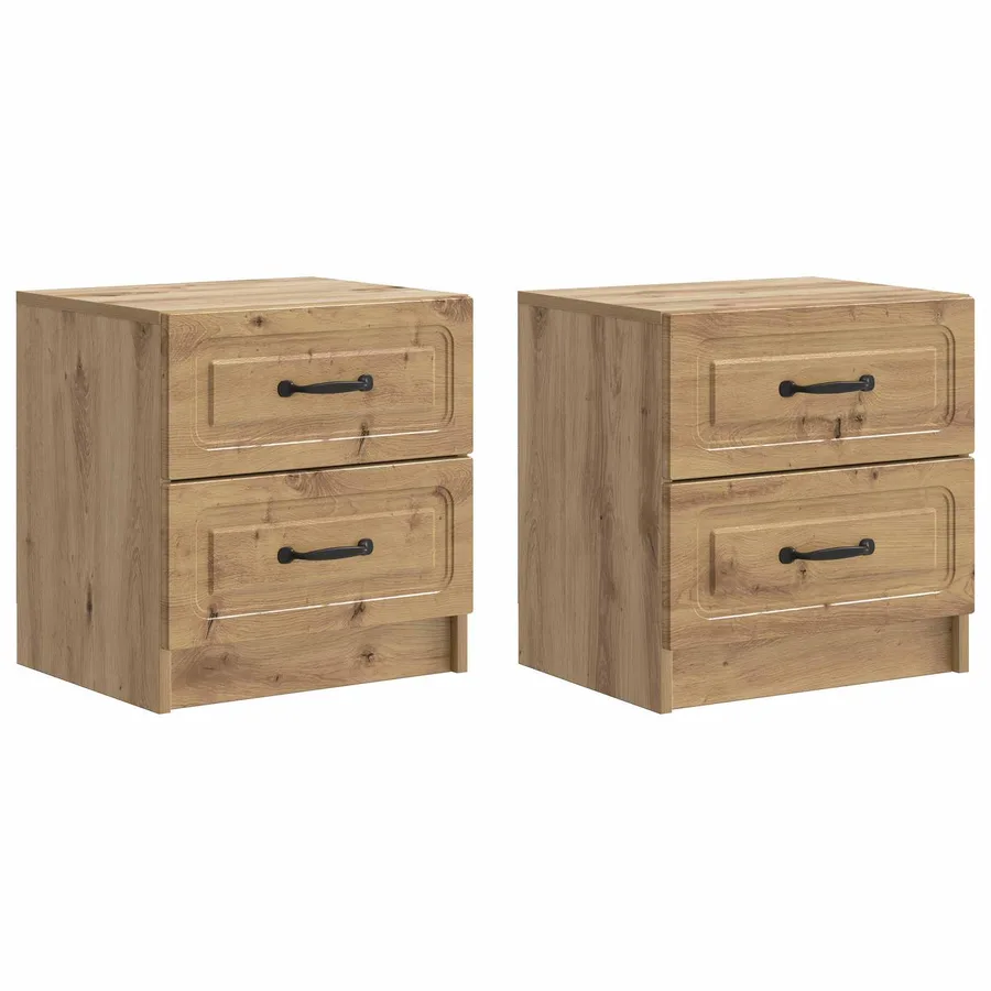 Cabinet de chevet 2 pc Chêne artisanal 43 x 34,5 x 44,5 cm - 2