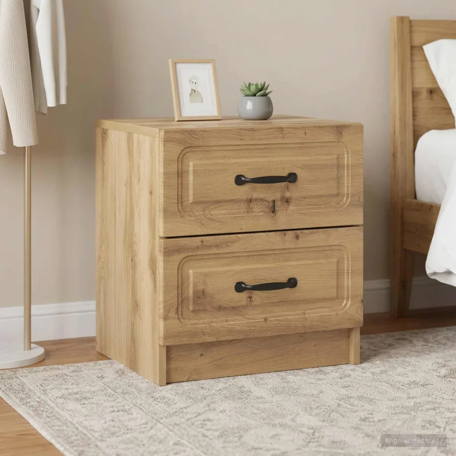 Cabinet de chevet 2 pc Chêne artisanal 43 x 34,5 x 44,5 cm - 4