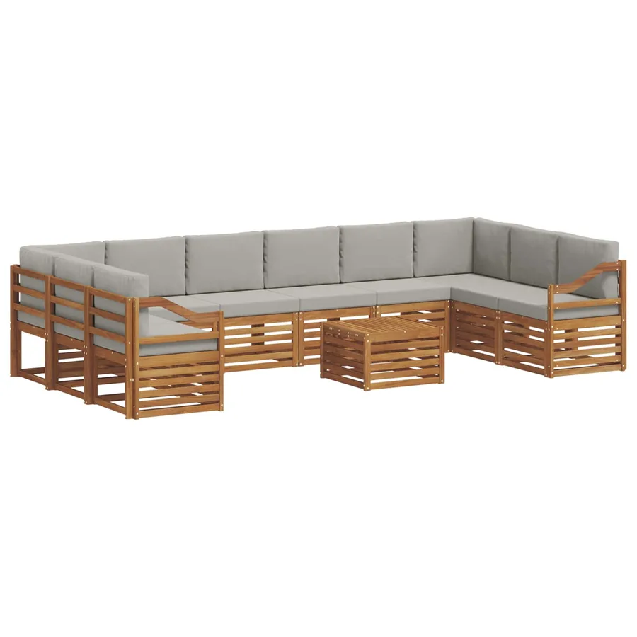 Ensemble de canapés d'extérieur 11 pcs Gris Naturel et Clair - 2