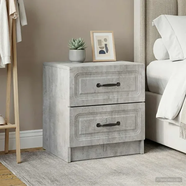 Cabinet de chevet 2 pcs Gris béton 43 x 34,5 x 44,5 cm
