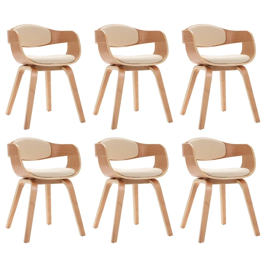 Chaises à manger lot de 6 bois courbé et similicuir - 2