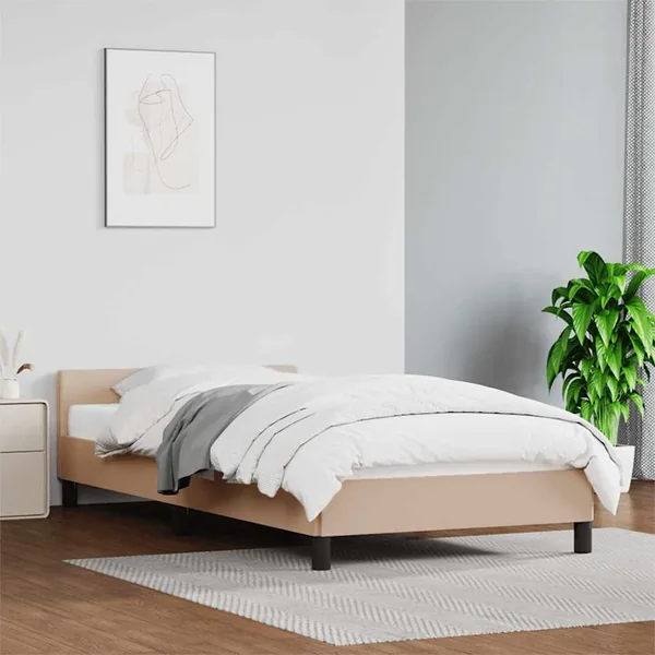 Cadre de lit avec tête de lit sans matelas cappuccino 90x200 cm