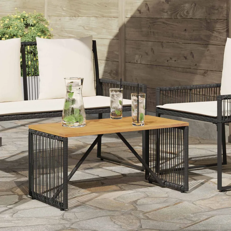 Table de jardin Noir et Marron 80 x 40 x 40 cm polyrotin