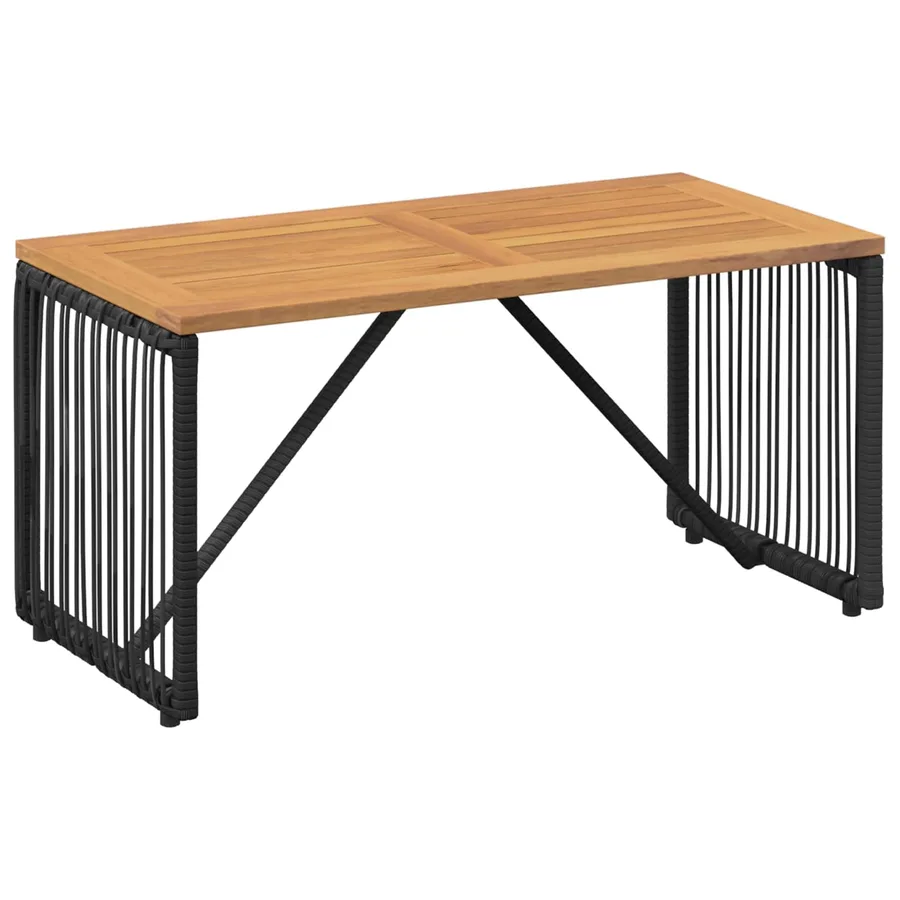 Table de jardin Noir et Marron 80 x 40 x 40 cm polyrotin - 2