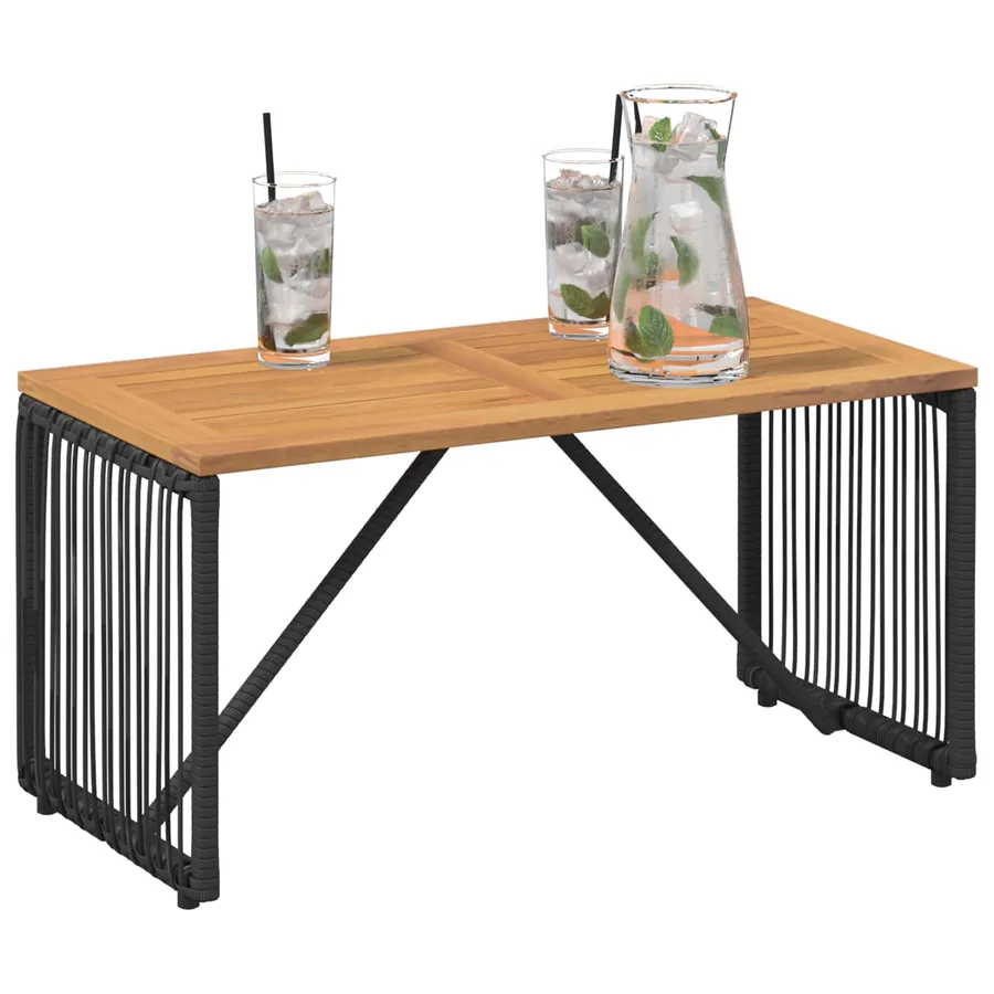 Table de jardin Noir et Marron 80 x 40 x 40 cm polyrotin - 3