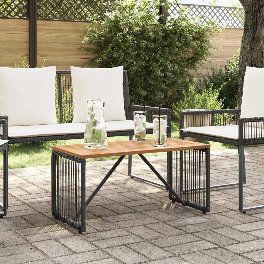 Table de jardin Noir et Marron 80 x 40 x 40 cm polyrotin - 4
