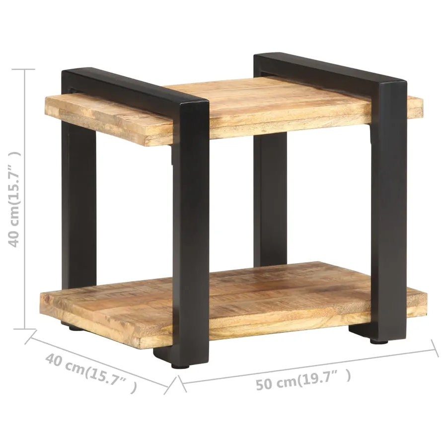 Table de chevet 50x40x40 cm Bois de manguier brut - 7