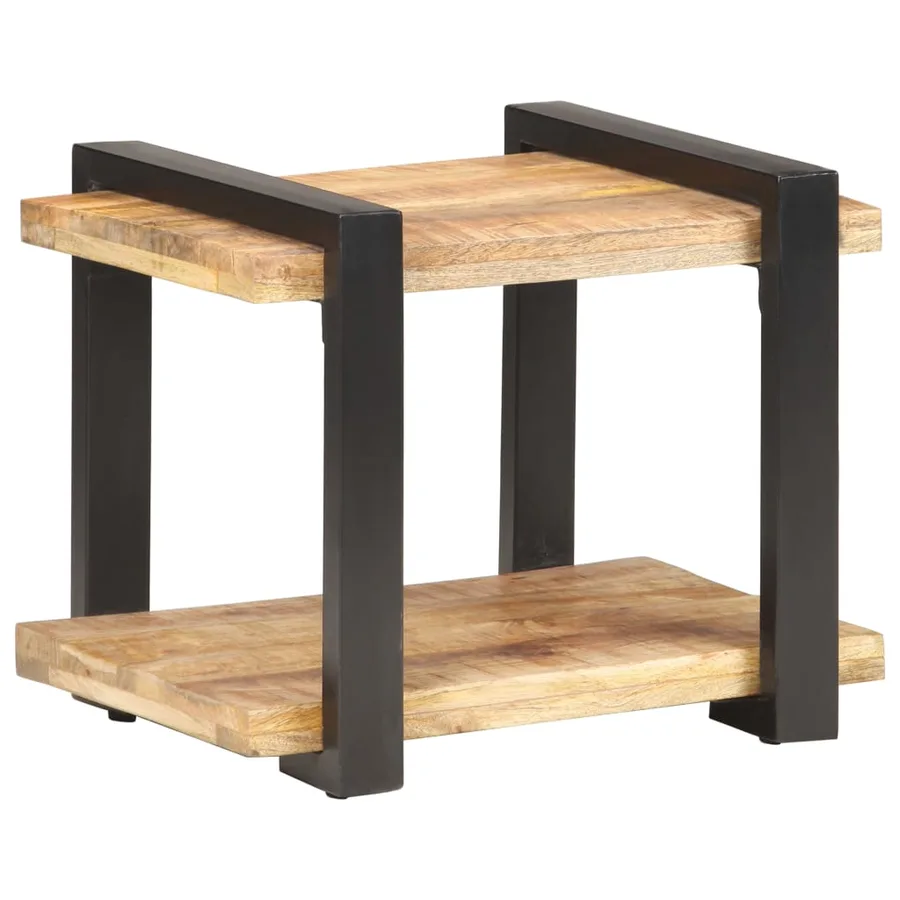 Table de chevet 50x40x40 cm Bois de manguier brut - 9