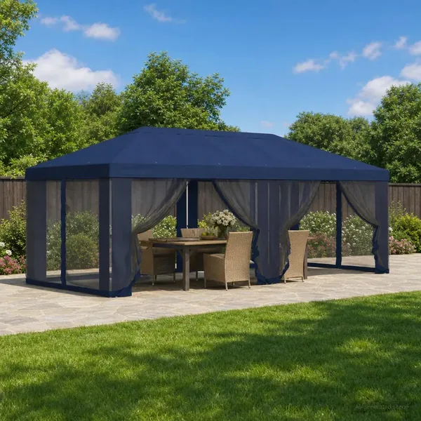 Housse de tonnelle avec murs latéraux 6 x 3 m Bleu Polyester