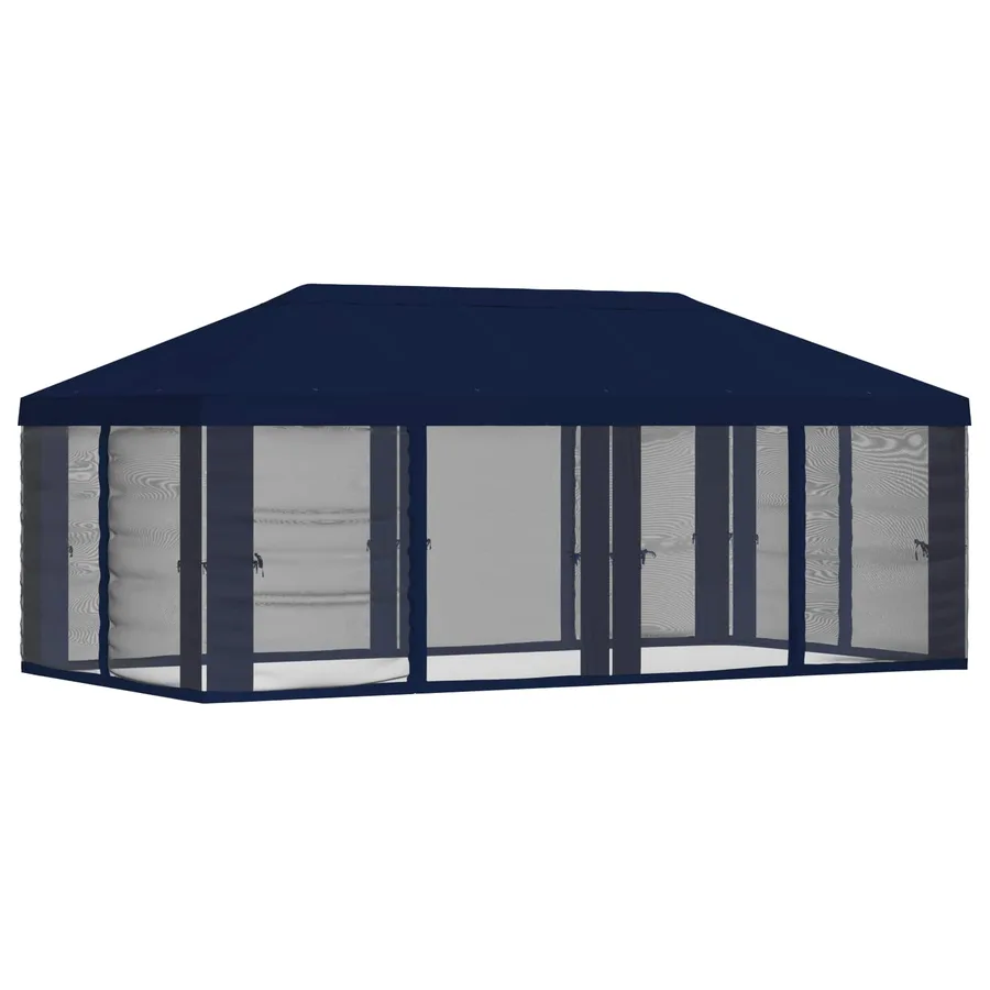 Housse de tonnelle avec murs latéraux 6 x 3 m Bleu Polyester - 3