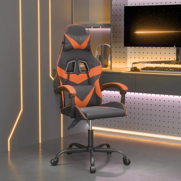 Chaise de jeu Noir et orange Similicuir