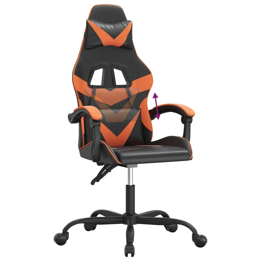 Chaise de jeu Noir et orange Similicuir - 7