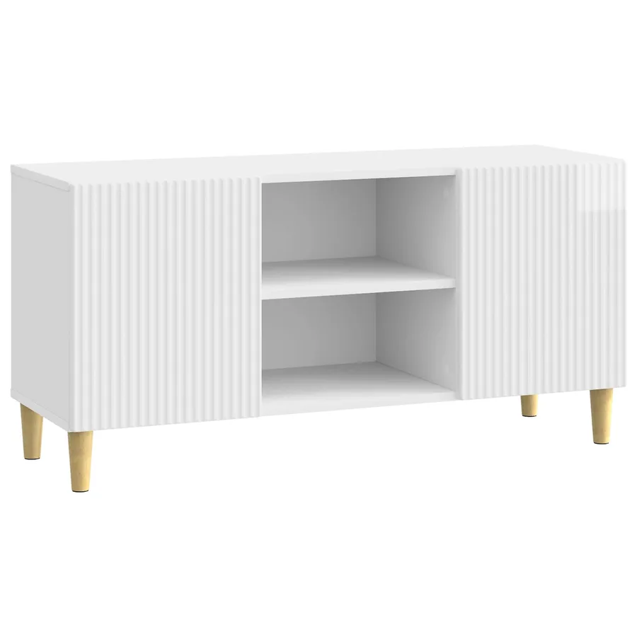 Meuble TV Blanc brillant 102 x 34,5 x 50 cm Bois d'ingénierie - 2