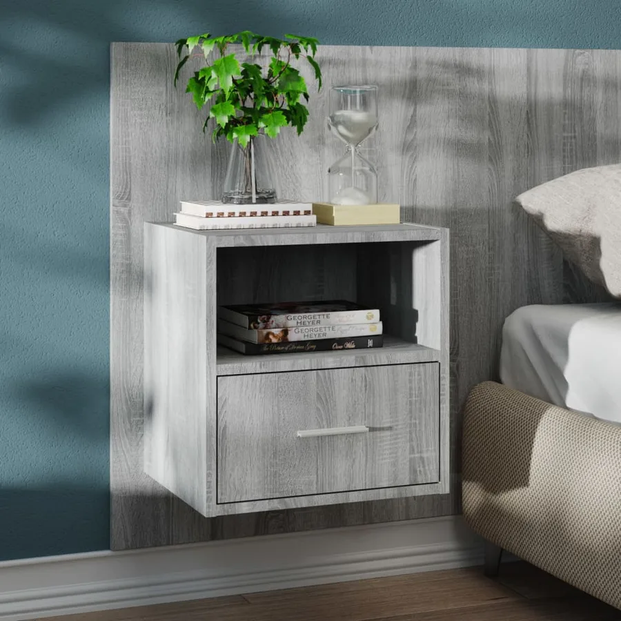 Tables de chevet murales 2 pcs Sonoma gris - 3
