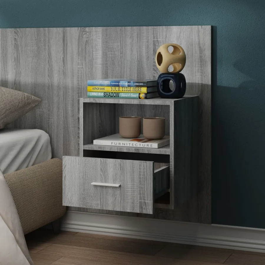 Tables de chevet murales 2 pcs Sonoma gris - 4