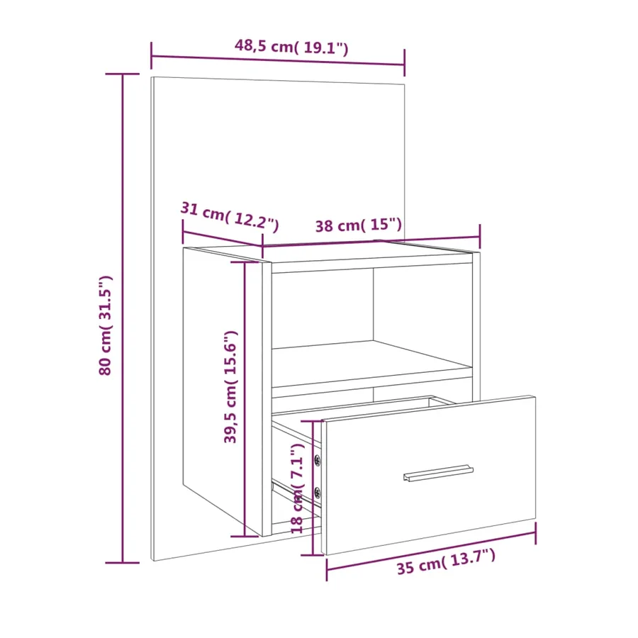 Tables de chevet murales 2 pcs Sonoma gris - 8