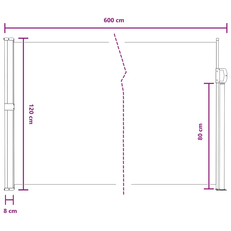 Store latéral rétractable Sable 600 x 120 cm Polyester - 8