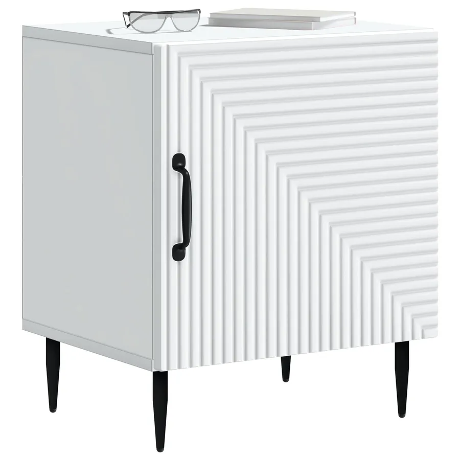Cabinet de chevet Blanc 43 x 34,5 x 50 cm Bois d'ingénierie - 3