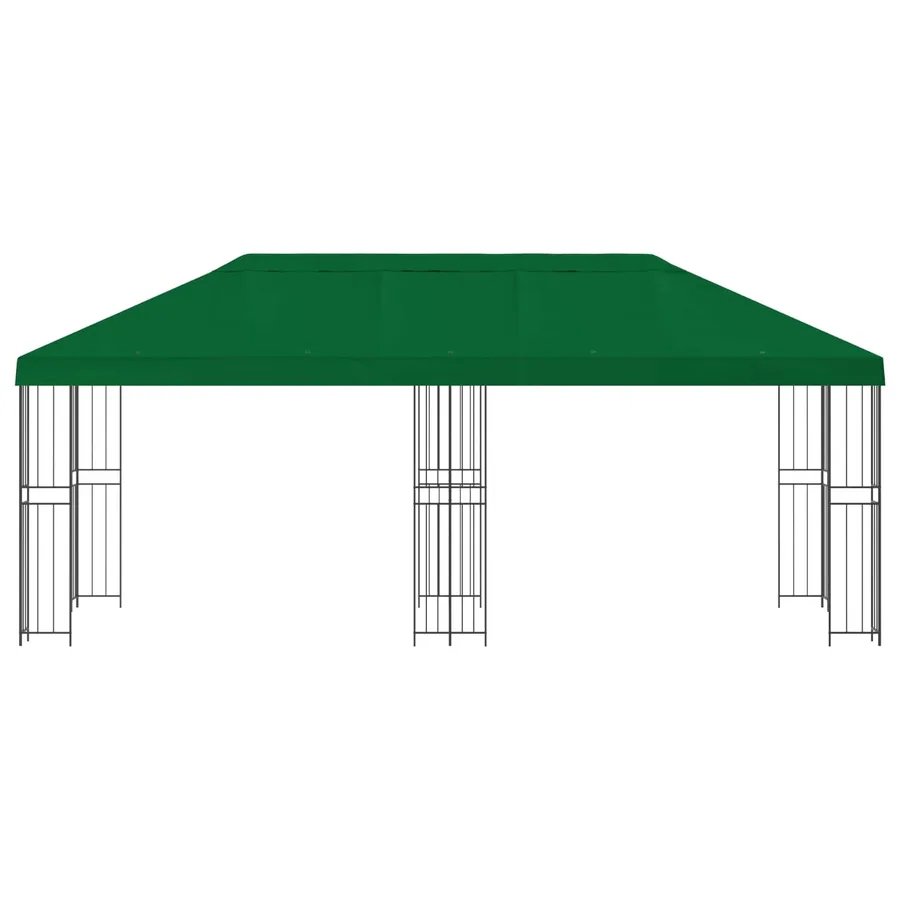 Gazebo avec murs latéraux 6 x 3 m Vert Polyester et Acier 190 - 3