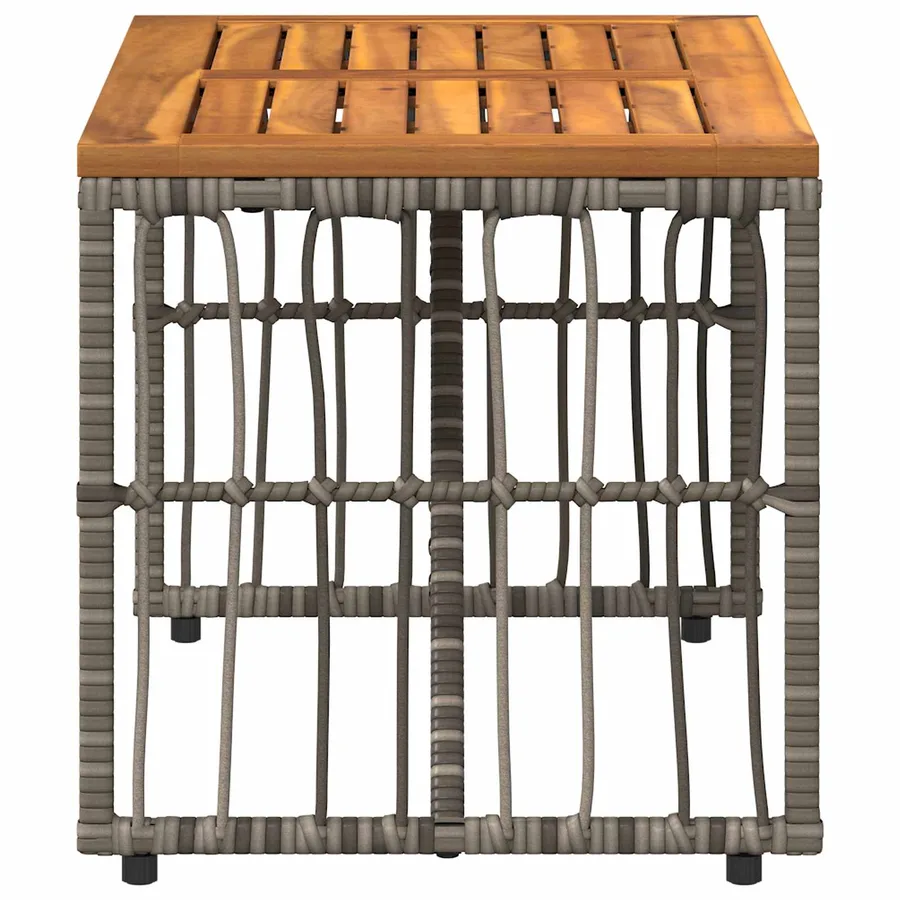 Table de jardin Gris 80 x 40 x 40 cm Acier et Rattan Poly - 6