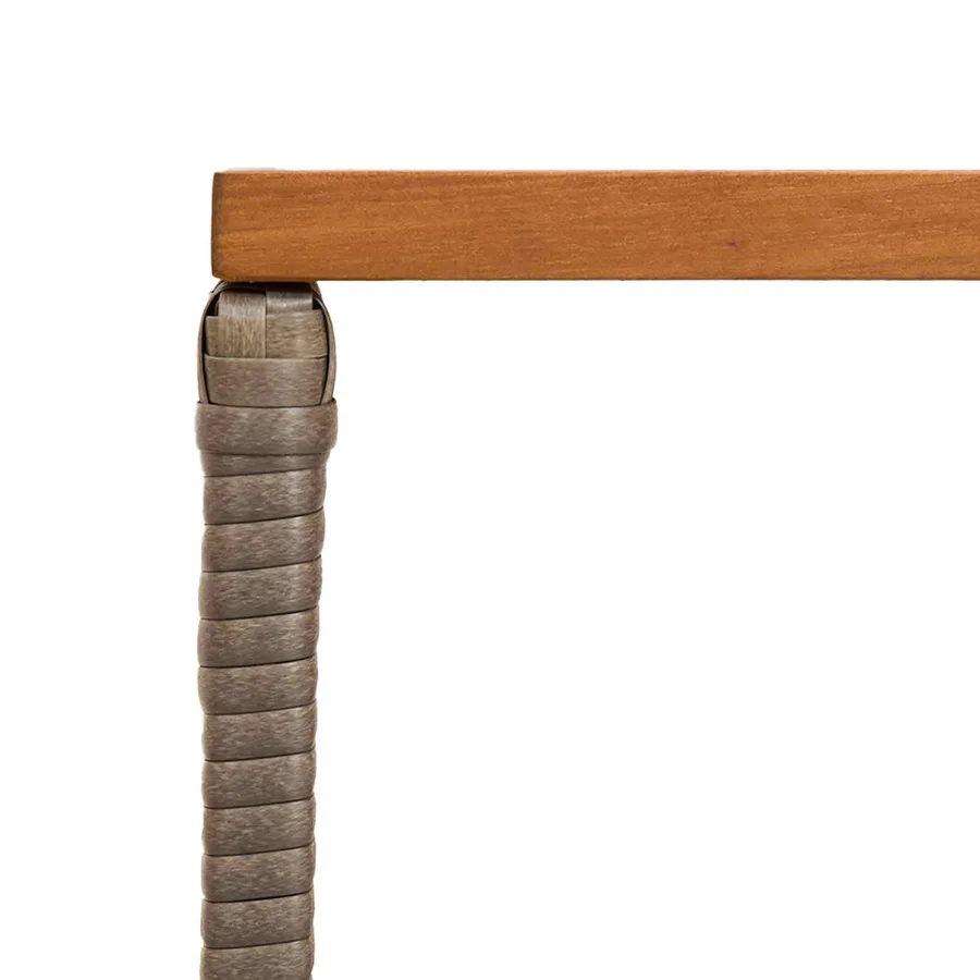 Table de jardin Gris 80 x 40 x 40 cm Acier et Rattan Poly - 8