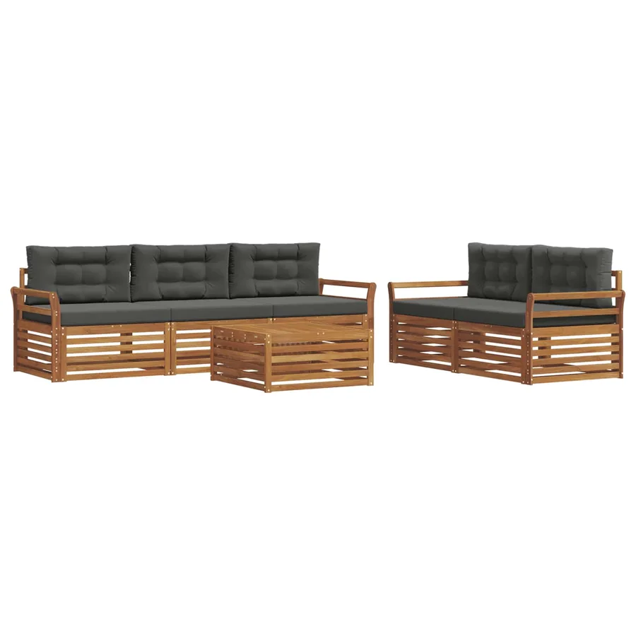 Ensemble de canapés d'extérieur 6 pcs Naturel et Anthracite - 2