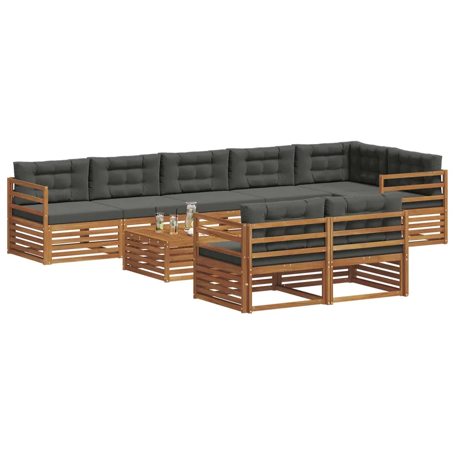 Ensemble de canapés d'extérieur 9 pcs Naturel et Anthracite - 3