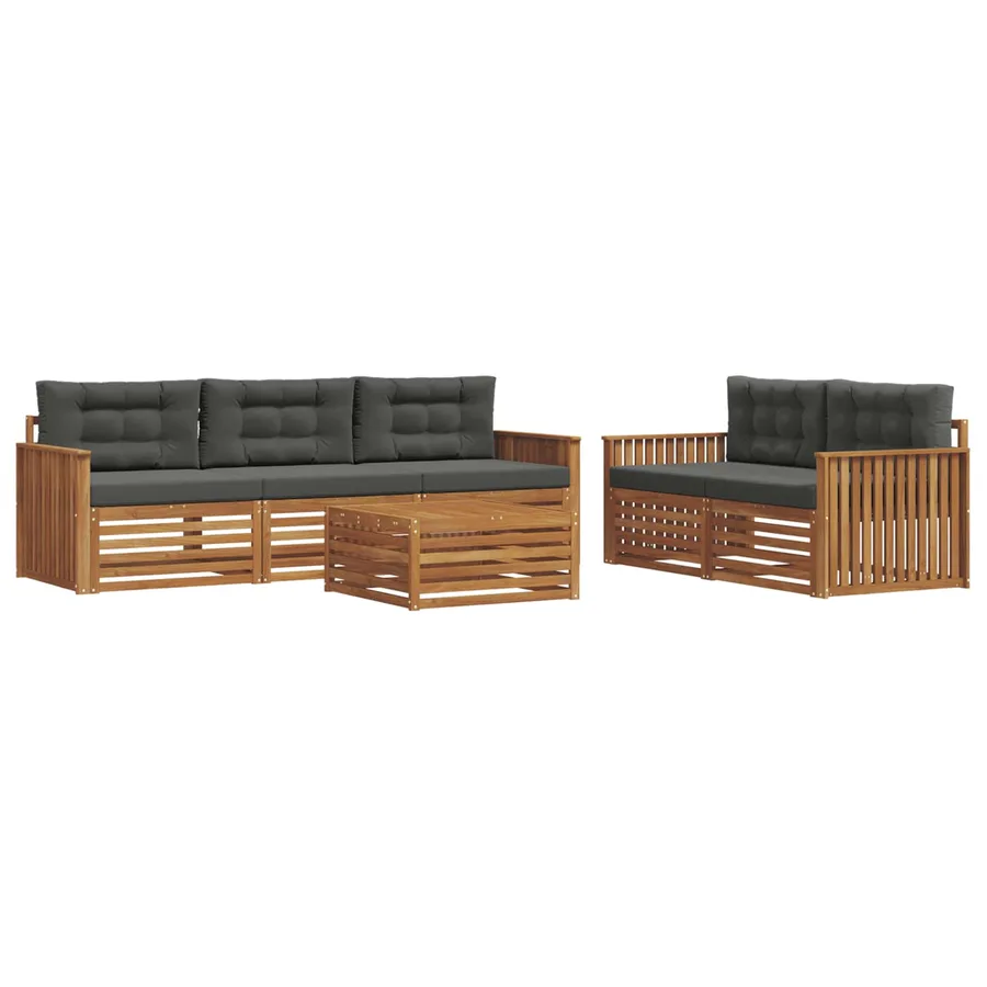 Ensemble de canapés d'extérieur 6 pcs Naturel et Anthracite - 2