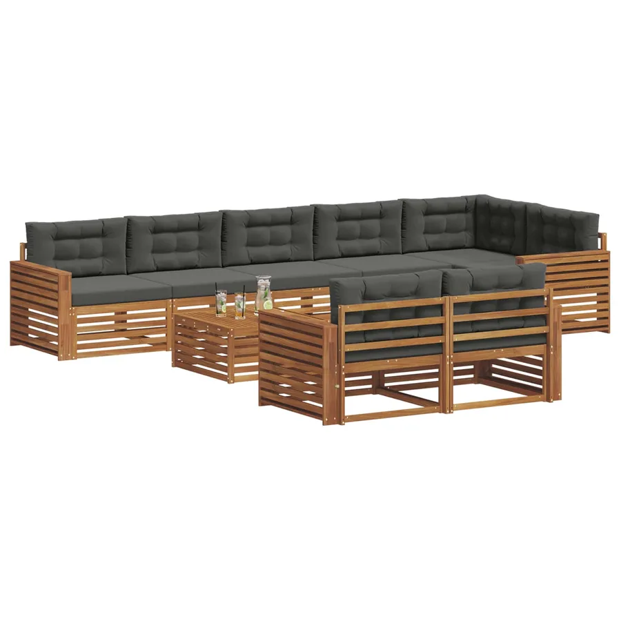 Ensemble de canapés d'extérieur 9 pcs Naturel et Anthracite - 3