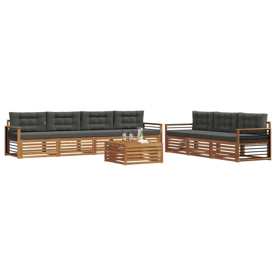 Ensemble de canapés d'extérieur 8 pcs Naturel et Anthracite - 3