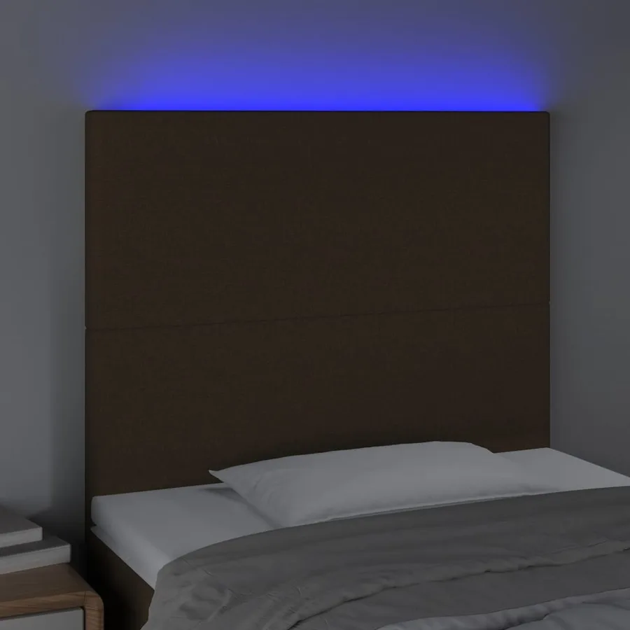 Tête de lit à LED Marron foncé 80x5x118/128 cm Tissu - 3