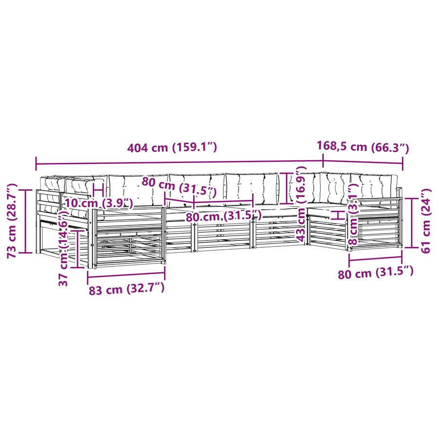Ensemble de canapés d'extérieur 7 pcs Naturel et Anthracite - 9