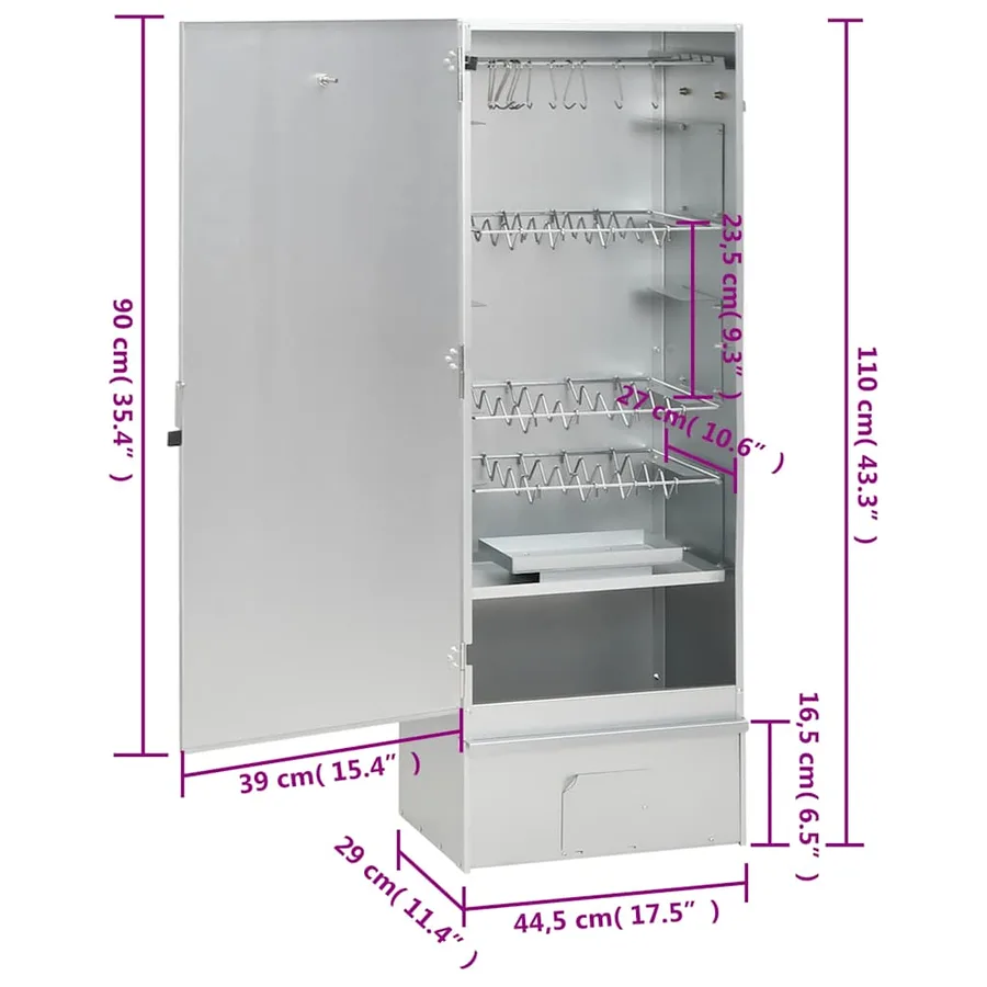 Fumoir pour four à barbecue avec copeaux de bois 44,5x29x110 cm - 13