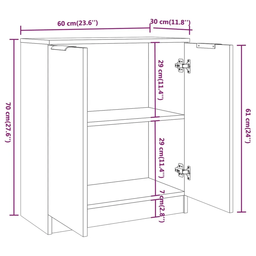 Buffet Chêne sonoma 60x30x70 cm Bois d'ingénierie - 7